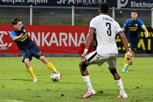 CELJE; SLOVENIA - ARMENIA 11: Benjamin Verbic of Celje (L) score during the UEFA Champions League QR-3 second match between Celje (Slovenia) and Ararat-Armenia (Armenia) at Stadion Celje, Celje on August 11, 2026 in Celje, Slovenia. (Photo by Igor Kupljenik Sports Press Photo). Copyright: xIgorxKupljenikx xSPPx Sportspressphoto_SPR204350