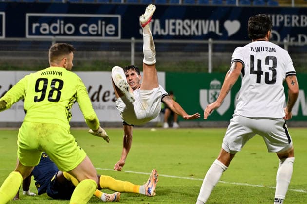 CELJE; SLOVENIA - ARMENIA 11: Edgar Grigoryan of Ararat-Armenia (C) in action against <XX () during the UEFA Champions League QR-3 second match between Celje (Slovenia) and Ararat-Armenia (Armenia) at Stadion Celje, Celje on August 11, 2026 in Celje, Slovenia. (Photo by Igor Kupljenik Sports Press Photo). Copyright: xIgorxKupljenikx xSPPx Sportspressphoto_SPR204354