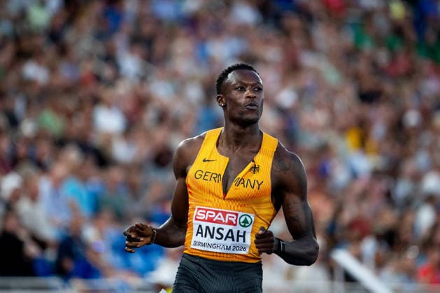 11.08.2026, GBR, Leichtathletik, Europameisterschaft 2026, Abendsession Tag 2, Birmingham Owen Ansah ( Deutschland ), 100 Meter Sprint Herren, Halbfinale Birmingham Alexander Stadium England Großbritannien Copyright: xNordphoto Memmlerx