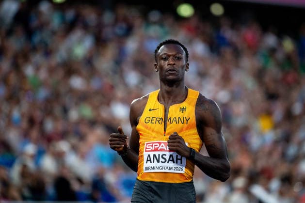 11.08.2026, GBR, Leichtathletik, Europameisterschaft 2026, Abendsession Tag 2, Birmingham Owen Ansah ( Deutschland ), 100 Meter Sprint Herren, Halbfinale Birmingham Alexander Stadium England Großbritannien Copyright: xNordphoto Memmlerx