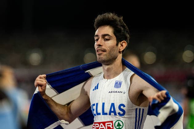 260811 Miltiadis Tentogloui of Greece celebrates after men s long jump final during day 2 of the 2026 European Athletics Championships on August 11, 2026 in Birmingham. Photo: Mathias Bergeld BILDBYRAN kod MB MT1065 friidrott athletics friidrett friidrotts-em em friidretts-em 2026 european athletics championships 2 bbeng Copyright: MATHIASxBERGELD BB260811MB149