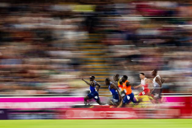 260811 Romell Glave of Great Britain celebrates at finish in men s 100 meter final during day 2 of the 2026 European Athletics Championships on August 11, 2026 in Birmingham. Photo: Mathias Bergeld BILDBYRAN kod MB MT1065 friidrott athletics friidrett friidrotts-em em friidretts-em 2026 european athletics championships 2 bbeng Copyright: MATHIASxBERGELD BB260811MB156