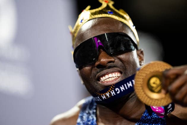 260811 Romell Glave of Great Britain celebrates after men s 100 meter final during day 2 of the 2026 European Athletics Championships on August 11, 2026 in Birmingham. Photo: Mathias Bergeld BILDBYRAN kod MB MT1065 friidrott athletics friidrett friidrotts-em em friidretts-em 2026 european athletics championships 2 bbeng Copyright: MATHIASxBERGELD BB260811MB164