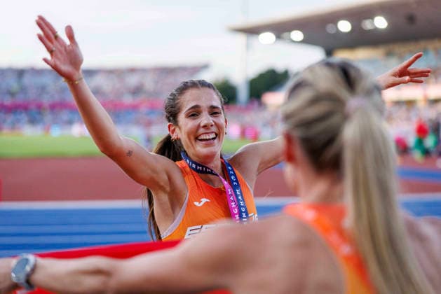 BIRMINGHAM, GREAT BRITAIN - AUGUST 11, 2026: Silver in the 5000m event - Marta GARCÍA (ESP Spain) during the European Athletics Championships at Alexander Stadium on August 11, 2026 in Birmingham, Great Britain. Great Britain Copyright: xAxelxKohringx