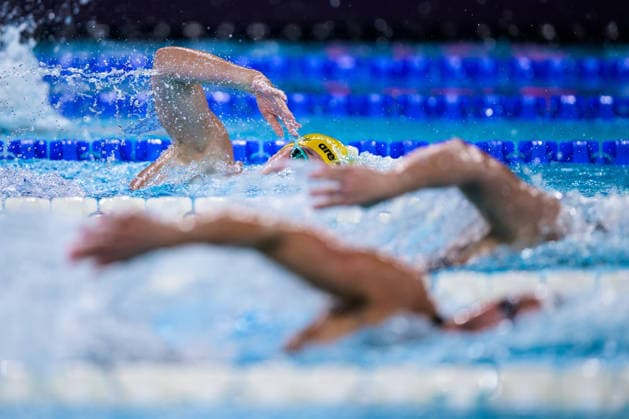 260812 Elvira Mörtstrand of Sweden competes in women™s 200 meters freestyle swimming heats during day 13 of the 2026 European Aquatics Championships on August 12, 2026 in Saint-Denis. Photo: Joel Marklund BILDBYRAN kod JM JM0840 bbeng simning swimming svomming 2026 european aquatics championships em dam Sverige Copyright: JOELxMARKLUND BB260812JM006