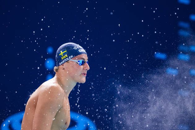 260812 Ludvig Bartolek of Sweden in men™s 100 meters butterfly swimming heats during day 13 of the 2026 European Aquatics Championships on August 12, 2026 in Saint-Denis. Photo: Joel Marklund BILDBYRAN kod JM JM0840 bbeng simning swimming svomming 2026 european aquatics championships em Sverige Copyright: JOELxMARKLUND BB260812JM013