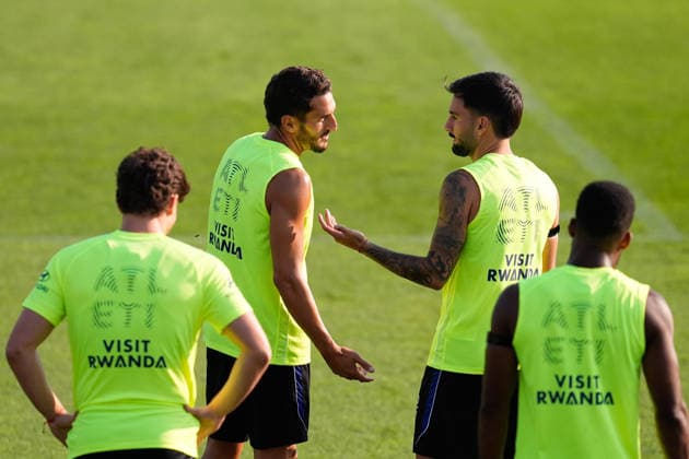 August 12, 2026, Majadahonda, Madrid, Spain: Alex Baena and Jorge Resurreccion Koke during the training day of Atletico de Madrid at Ciudad Deportiva Wanda Atletico de Madrid on August 12, 2026, in Majadahonda, Madrid, Spain. Majadahonda Spain - ZUMAa181 20260812_zaa_a181_003 Copyright: xDennisxAgyemanx