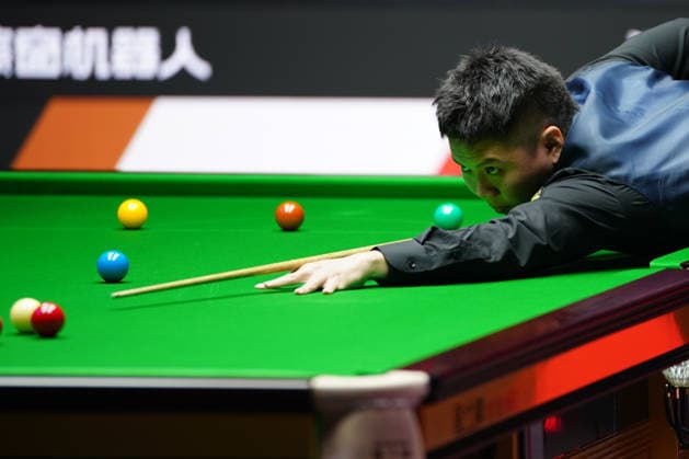 TAIYUAN, CHINA - AUGUST 12: Zhou Yuelong of China plays a shot in the second round match against Liu Hongyu of China on day 5 of the 2026 World Snooker Tour China Open at Taiyuan Binhe Sports Center on August 12, 2026 in Taiyuan, Shanxi Province of China.  Copyright: xTaixChengzhex 111659519966