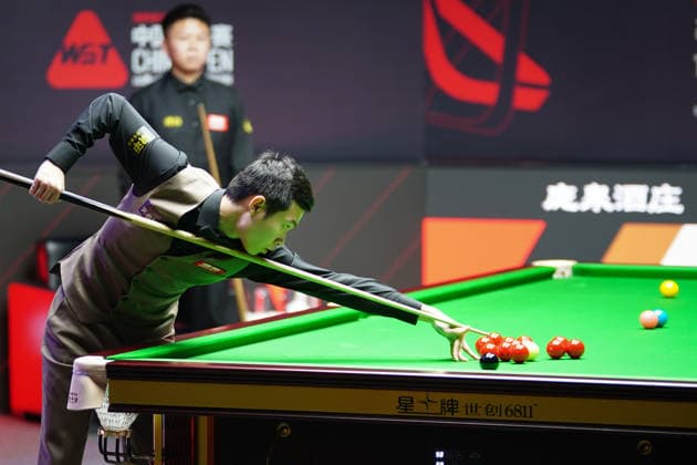 TAIYUAN, CHINA - AUGUST 12: Liu Hongyu of China plays a shot in the second round match against Zhou Yuelong of China on day 5 of the 2026 World Snooker Tour China Open at Taiyuan Binhe Sports Center on August 12, 2026 in Taiyuan, Shanxi Province of China.  Copyright: xTaixChengzhex 111659519955