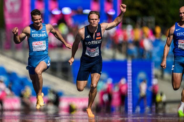 260812 Sander Aae Skotheim of Norway competes in men s decathlon 100 meter during day 3 of the 2026 European Athletics Championships on August 12, 2026 in Birmingham. Photo: Maxim Thore BILDBYRAN kod MT MT1066 friidrott athletics friidrett friidrotts-em em friidretts-em 2026 european athletics championships 3 bbeng norge norway decathon tikamp tiokamp Copyright: MAXIMxTHORE BB260812MT007