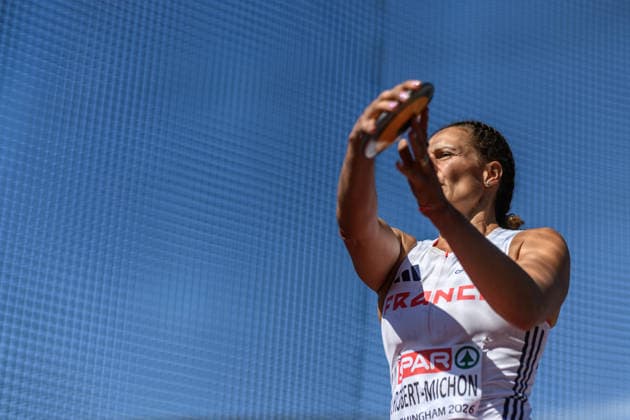 260812 MelinaRobert-Michon of France competes in women™s discus throw during day 3 of the 2026 European Athletics Championships on August 12, 2026 in Birmingham. Photo: Mathias Bergeld BILDBYRAN kod MB MT1066 friidrott athletics friidrett friidrotts-em em friidretts-em 2026 european athletics championships 3 bbeng discus throw diskos diskus Copyright: MATHIASxBERGELD BB260812MB020