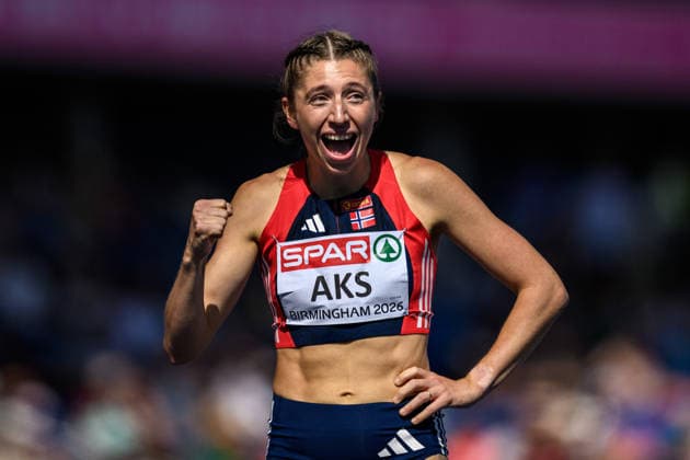 260812 Josefine Tomine Eriksen Aks of Norway celebrates after competing in women™s 400 meter qualification during day 3 of the 2026 European Athletics Championships on August 12, 2026 in Birmingham. Photo: Maxim Thore BILDBYRAN kod MT MT1066 friidrott athletics friidrett friidrotts-em em friidretts-em 2026 european athletics championships 3 bbeng dam damer women norge norway jubel Copyright: MAXIMxTHORE BB260812MT035