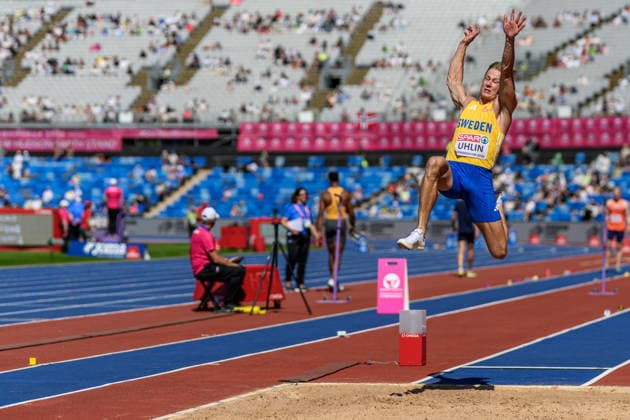 260812 Emil Uhlin of Sweden competes in men s decathlon long jump during day 3 of the 2026 European Athletics Championships on August 12, 2026 in Birmingham. Photo: Mathias Bergeld BILDBYRAN kod MB MT1066 friidrott athletics friidrett friidrotts-em em friidretts-em 2026 european athletics championships 3 bbeng decathon tikamp tiokamp sweden sverige Copyright: MATHIASxBERGELD BB260812MB031