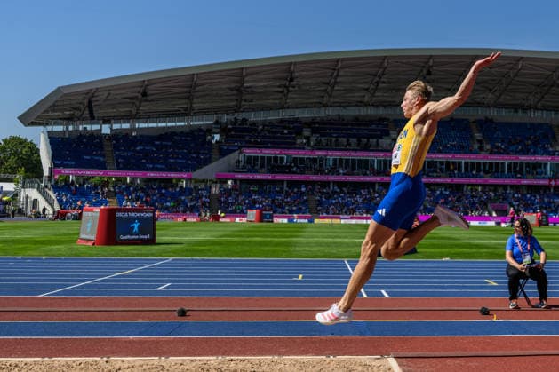 260812 Emil Uhlin of Sweden competes in men s decathlon long jump during day 3 of the 2026 European Athletics Championships on August 12, 2026 in Birmingham. Photo: Mathias Bergeld BILDBYRAN kod MB MT1066 friidrott athletics friidrett friidrotts-em em friidretts-em 2026 european athletics championships 3 bbeng decathon tikamp tiokamp sweden sverige Copyright: MATHIASxBERGELD BB260812MB036