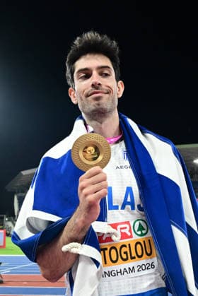European Athletics Championships Birmingham 2026 - Miltiadis Tentoglou of Greece celebrates winning the Men s Long Jump Final at the European Athletics Championships Birmingham 2026, Birmingham, Britain, 11 August 2026. IMAGO ONE INCH PRODUCTIONS Birmingham BRITAIN Copyright: xOnexInchxProductionsx 7055982