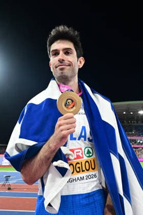 European Athletics Championships Birmingham 2026 - Miltiadis Tentoglou of Greece celebrates winning the Men s Long Jump Final at the European Athletics Championships Birmingham 2026, Birmingham, Britain, 11 August 2026. IMAGO ONE INCH PRODUCTIONS Birmingham BRITAIN Copyright: xOnexInchxProductionsx 7055983