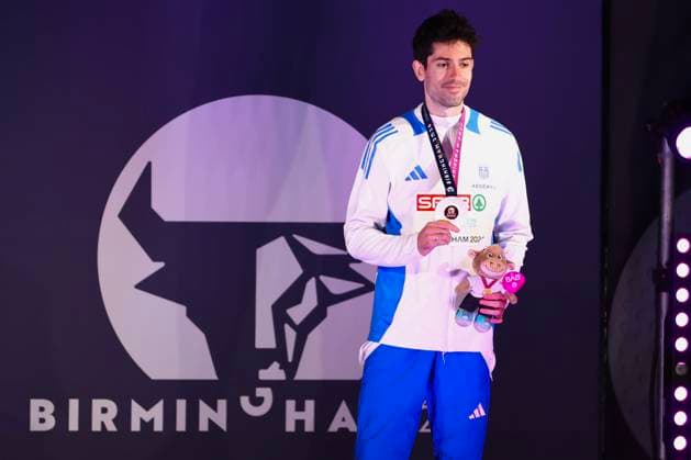 European Athletics Championships Birmingham 2026 - Miltiadis Tentoglou of Greece celebrates winning the Men s Long Jump Final at the European Athletics Championships Birmingham 2026, Birmingham, Britain, 11 August 2026. IMAGO ONE INCH PRODUCTIONS Birmingham BRITAIN Copyright: xOnexInchxProductionsx 7055996