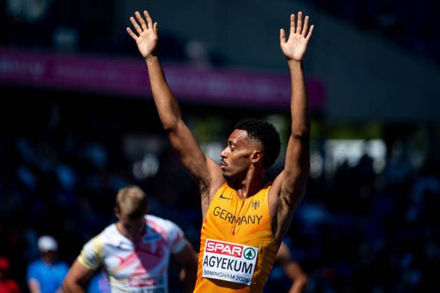 12.08.2026, GBR, Leichtathletik, Europameisterschaft 2026, Morgensession Tag 3, Birmingham Emil Agyekum ( Deutschland ) am Start, 400 Meter Hürden Herren, Halbfinale Birmingham Alexander Stadium England Großbritannien Copyright: xNordphoto Memmlerx