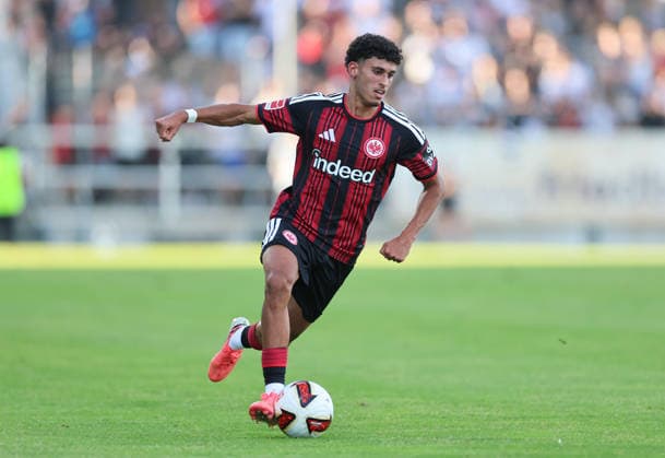 12.08.2026, Fussball Testspiel, FSV Frankfurt - Eintracht Frankfurt, v.l., Ayoube Amaimouni-Echghouyab (Eintracht Frankfurt) DFL DFB REGULATIONS PROHIBIT ANY USE OF PHOTOGRAPHS AS IMAGE SEQUENCES AND OR QUASI-VIDEO. xdcx Copyright: HMBxMedia Claus