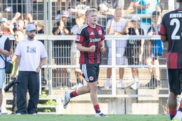 Testspiel: FSV Frankfurt - Eintracht Frankfurt, 12.08.2026 Jonathan Burkardt (Eintracht Frankfurt 9) erzielte da Tor zum 0:3, FSV Frankfurt - Eintracht Frankfurt, Frankfurt, BBBank Arena, 12.8.2026 Copyright: xBEAUTIFULxSPORTS Gawlikx