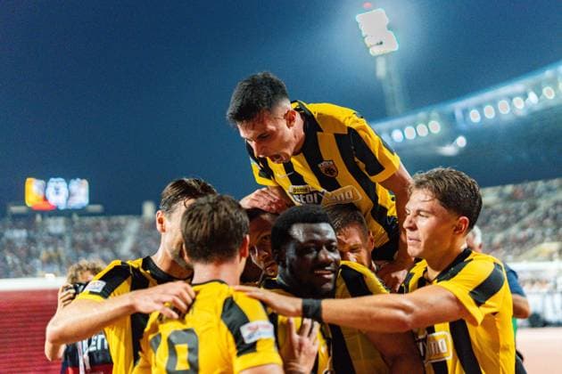 Superbet Supercup Greece, AEK Athen vs. OFI Kreta am 12.08.2026 im Pankritio Stadion in Heraklion Luka Jovic Tor zum 1:0 Copyright: xBahhoxKarax