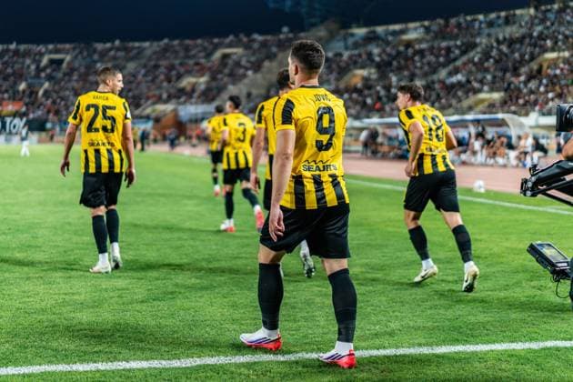 Superbet Supercup Greece, AEK Athen vs. OFI Kreta am 12.08.2026 im Pankritio Stadion in Heraklion Luka Jovic Tor zum 1:0 Copyright: xBahhoxKarax
