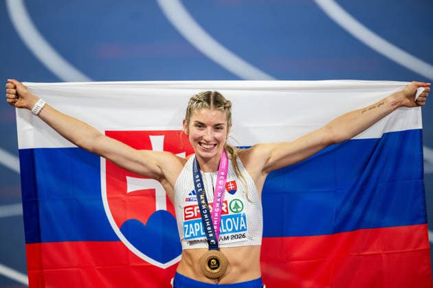 260812 Emma Zapletalova of Slovakia celebrates after winning the final of women™s 400 meters hurdles during day 3 of the 2026 European Athletics Championships on August 12, 2026 in Birmingham. Photo: Maxim Thore BILDBYRAN kod MT MT1066 friidrott athletics friidrett friidrotts-em em friidretts-em 2026 european athletics championships 3 bbeng celebration jubel Copyright: MAXIMxTHORE BB260812MT131