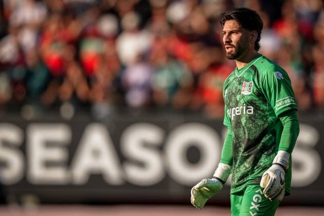 NIJMEGEN , 08-07-2026 , Stadium De Goffert , season 2026 2027 , Third qualifying round UEFA Champions League 2nd leg football , match between NEC Nijmegen and Olympiacos , picture shows NEC Nijmegen goalkeeper Gonzalo Crettaz NEC - Olympiacos  x205660674x Copyright: