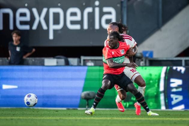 NIJMEGEN , 08-07-2026 , Stadium De Goffert , season 2026 2027 , Third qualifying round UEFA Champions League 2nd leg football , match between NEC Nijmegen and Olympiacos , picture shows NEC Nijmegen player Brayann Pereira NEC - Olympiacos  x205660681x Copyright:
