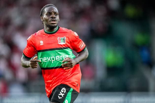 NIJMEGEN , 08-07-2026 , Stadium De Goffert , season 2026 2027 , Third qualifying round UEFA Champions League 2nd leg football , match between NEC Nijmegen and Olympiacos , picture shows NEC Nijmegen player Brayann Pereira NEC - Olympiacos  x205660688x Copyright:
