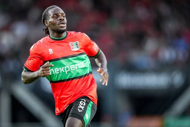NIJMEGEN , 08-07-2026 , Stadium De Goffert , season 2026 2027 , Third qualifying round UEFA Champions League 2nd leg football , match between NEC Nijmegen and Olympiacos , picture shows NEC Nijmegen player Brayann Pereira NEC - Olympiacos  x205660692x Copyright: