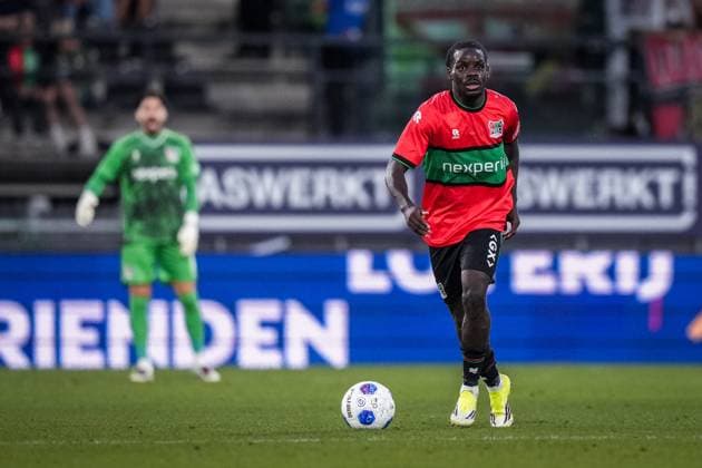 NIJMEGEN , 08-07-2026 , Stadium De Goffert , season 2026 2027 , Third qualifying round UEFA Champions League 2nd leg football , match between NEC Nijmegen and Olympiacos , picture shows NEC Nijmegen player Brayann Pereira NEC - Olympiacos  x205660695x Copyright: