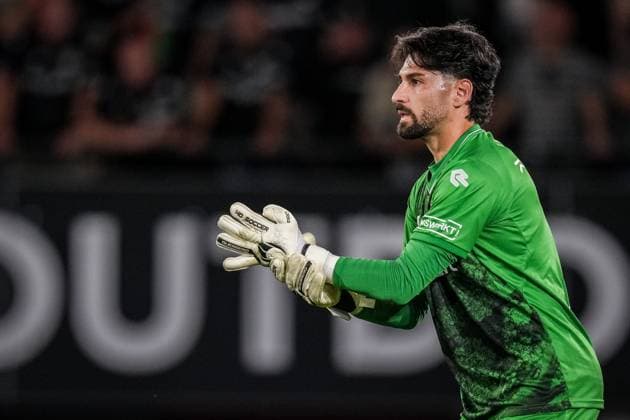 NIJMEGEN , 08-07-2026 , Stadium De Goffert , season 2026 2027 , Third qualifying round UEFA Champions League 2nd leg football , match between NEC Nijmegen and Olympiacos , picture shows NEC Nijmegen goalkeeper Gonzalo Crettaz NEC - Olympiacos  x205660696x Copyright: