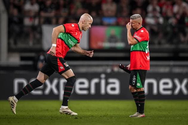 NIJMEGEN , 08-07-2026 , Stadium De Goffert , season 2026 2027 , Third qualifying round UEFA Champions League 2nd leg football , match between NEC Nijmegen and Olympiacos , picture shows NEC Nijmegen player Bram Nuytinck NEC - Olympiacos  x205660699x Copyright: