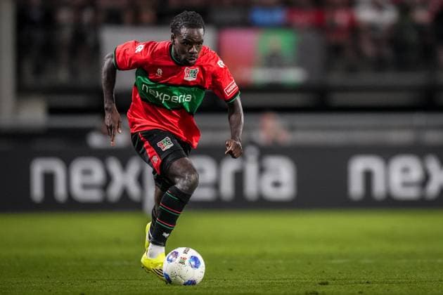 NIJMEGEN , 08-07-2026 , Stadium De Goffert , season 2026 2027 , Third qualifying round UEFA Champions League 2nd leg football , match between NEC Nijmegen and Olympiacos , picture shows NEC Nijmegen player Brayann Pereira NEC - Olympiacos  x205660701x Copyright: