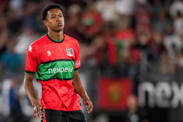 NIJMEGEN , 08-07-2026 , Stadium De Goffert , season 2026 2027 , Third qualifying round UEFA Champions League 2nd leg football , match between NEC Nijmegen and Olympiacos , picture shows NEC Nijmegen player Kevin Kers NEC - Olympiacos  x205660702x Copyright:
