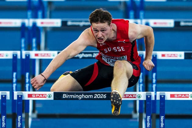 European Athletics Championships; Birmingham, 12.08.2026 BIRMINGHAM, UNITED KINGDOM - AUGUST 12: Fabio Kuchler (Switzerland) in the semi final of the mens 110 m hurdles on August 12, 2026 in Birmingham, United Kingdom. Copyright: xBEAUTIFULxSPORTS UlfxSchillerx
