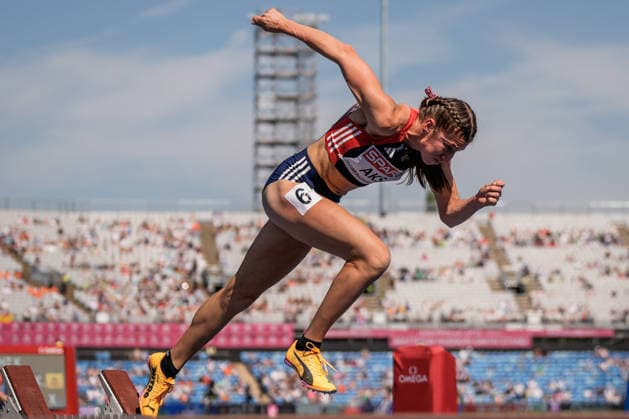 2026 European Athletics Outdoor Championships, Day 3, Birmingham, England, August 12, 2026 Josefine Tomine Eriksen Aks in the women’s 400-meter trial at the 2026 European Athletics Championships at Alexander Stadium in Birmingham on Wednesday. Photo: Beate Oma Dahle, NTB, Birmingham, England. EDITORIAL USE ONLY. RESTRICTED USE FOR BETTING COMPANIES.  Copyright: xBeatexOmaxDahlex xNTBx