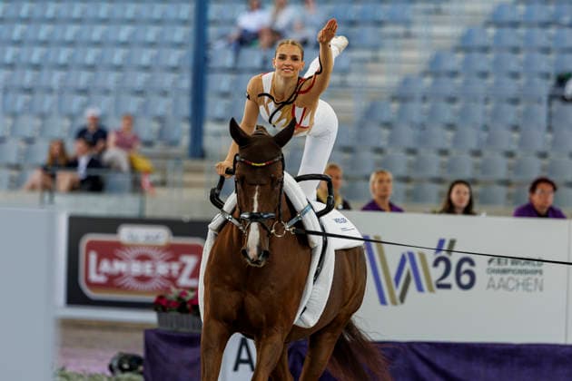 AACHEN - FEI World Championships 2026, AACHEN - FEI World Championships 2026 MEYER Kathrin (GER), Captain Claus OLD FEI Vaulting World Championship, WM, Weltmeisterschaft Individual Female Aachen, Reitstadion Soers 13. August 2026 -