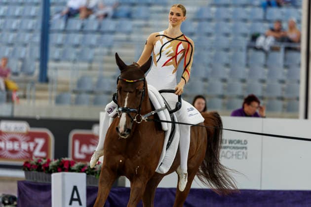 AACHEN - FEI World Championships 2026, AACHEN - FEI World Championships 2026 MEYER Kathrin (GER), Captain Claus OLD FEI Vaulting World Championship, WM, Weltmeisterschaft Individual Female Aachen, Reitstadion Soers 13. August 2026 -