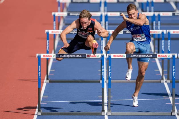 2026 European Outdoor Athletics Championships, Day 4, Birmingham, England 20260813 Sander Aae Skotheim in the men’s 110-meter hurdles event as part of the decathlon at the 2026 European Athletics Championships at Alexander Stadium in Birmingham on Thursday. Photo: Beate Oma Dahle, NTB, Birmingham, England. EDITORIAL USE ONLY. RESTRICTED USE FOR BETTING COMPANIES  Copyright: xBeatexOmaxDahlex xNTBx