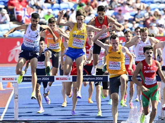BIRMINGHAM, UNITED KINGDOM 20260813 Sweden s Simon Sundström during the 3000 meters steeplechase at the European Athletics Championships at Alexander Stadium in Birmingham.