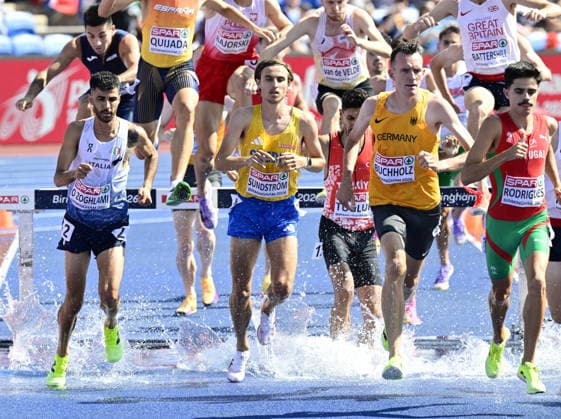 BIRMINGHAM, UNITED KINGDOM 20260813 Sweden s Simon Sundström during the 3000 meters steeplechase at the European Athletics Championships at Alexander Stadium in Birmingham.