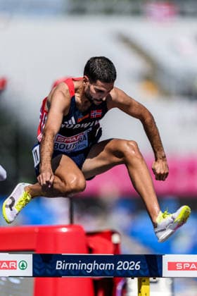 260813 Jacob Boutera of Norway competes in men s 3000 meter steeplechase qualification during day 4 of the 2026 European Athletics Championships on August 13, 2026 in Birmingham. Photo: Mathias Bergeld BILDBYRAN kod MB MT1068 friidrott athletics friidrett friidrotts-em em friidretts-em 2026 european athletics championships 4 bbeng norge norway Copyright: MATHIASxBERGELD BB260813MB032