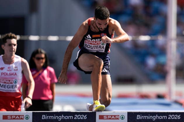2026 European Athletics Outdoor Championships, Day 4, Birmingham, England, August 13, 2026: Jacob Boutera (NOR), Leo Magnusson and Vidar Johansson in the men’s 3,000-meter steeplechase trials during the 2026 European Athletics Championships at Alexander Stadium in Birmingham on Thursday. Photo: Beate Oma Dahle, NTB, Birmingham, England. EDITORIAL USE ONLY. RESTRICTED USE FOR BETTING COMPANIES. Copyright: xBeatexOmaxDahlex xNTBx