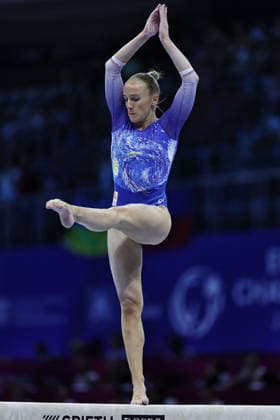 Sanne Wevers, NED, during qualification at 2026 Europeans in Zagreb; 13 08 2026;