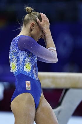 Sanne Wevers, NED, during qualification after beam at 2026 Europeans in Zagreb; 13 08 2026;