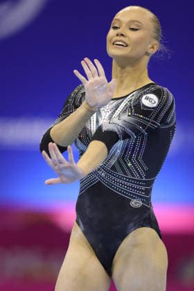 Angelina Melnikova, RUS, during qualification at 2026 Europeans in Zagreb; 13 08 2026;