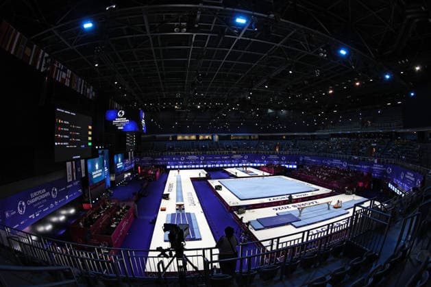Zagreb arena during qualification at 2026 Europeans in Zagreb; 13 08 2026;