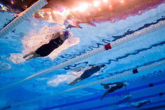 260813 Louise Hansson of Sweden, Angelina Köhler of Germany and Tamara Potocka of Slovakia compete in a women™s 100 meters butterfly swimming semifinal during day 14 of the 2026 European Aquatics Championships on August 13, 2026 in Saint-Denis. Photo: Joel Marklund BILDBYRAN kod JM JM0841 bbeng simning swimming svomming 2026 european aquatics championships em dam Sverige Sweden Copyright: JOELxMARKLUND BB260813JM161
